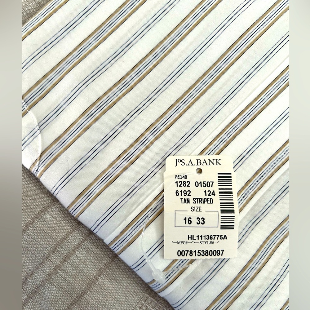 Jos. A.  Bank Travelers Collection Tan Stripe Long Sleeve Shirt - Picture 4 of 5